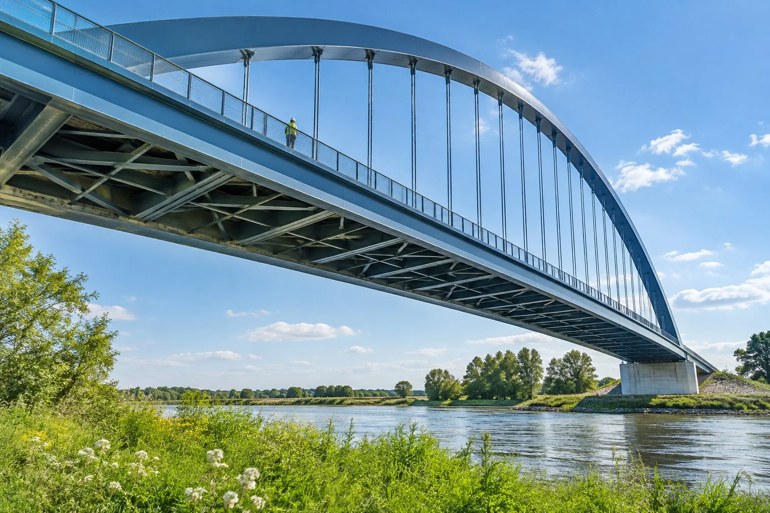 Illustratief beeld: Inspectie onder een stalen boogbrug