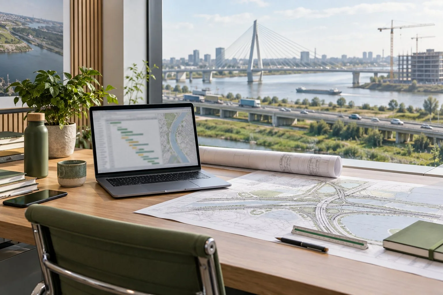 Illustratief beeld van een werkplek voor het organiseren van projectinformatie